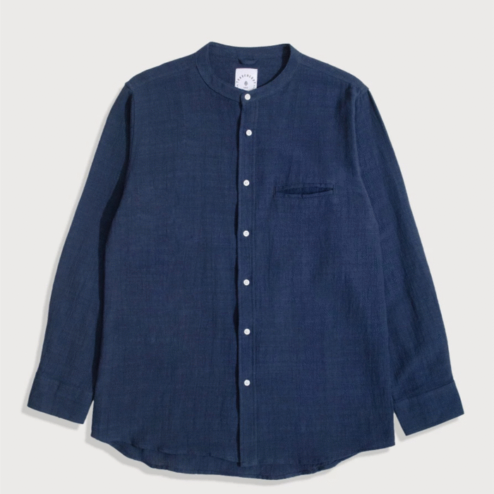 Kemeja Linen Cotton Blue Denim Formal