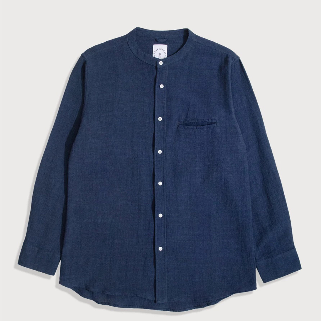 Kemeja Linen Cotton Blue Denim Formal